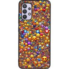 Samsung Galaxy A32 Case Hülle - Silikon schwarz Emoji gemischt