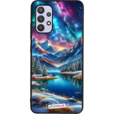 Coque Samsung Galaxy A32 - Silicone rigide noir Fantasy Mountain Lake Sky Stars