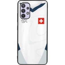Coque Samsung Galaxy A32 - Silicone rigide noir Maillot de football Suisse Extérieur personnalisable
