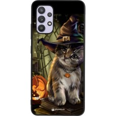Coque Samsung Galaxy A32 - Silicone rigide noir Halloween 21 Witch cat
