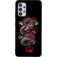 Samsung Galaxy A32 Case Hülle - Silikon schwarz Japanese style Dragon Tattoo Red Black