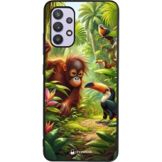 Samsung Galaxy A32 Case Hülle - Silikon schwarz Tropischer Dschungel Tayrona