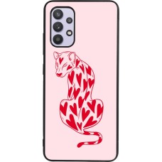 Samsung Galaxy A32 Case Hülle - Silikon schwarz Leopard with hearts 2026