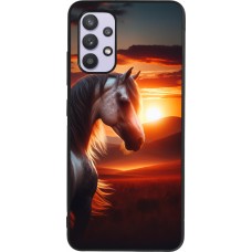 Samsung Galaxy A32 Case Hülle - Silikon schwarz Majestätischer Sonnenuntergang Pferd