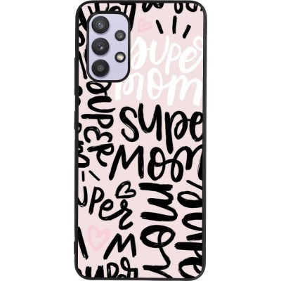 Coque Samsung Galaxy A32 - Silicone rigide noir Mom 2024 Super mom