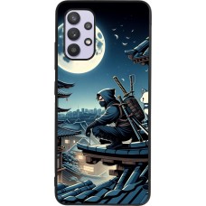 Coque Samsung Galaxy A32 - Silicone rigide noir Ninja sous la lune
