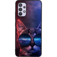 Coque Samsung Galaxy A32 - Silicone rigide noir Red Blue Cat Glasses