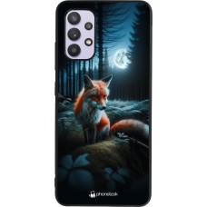 Coque Samsung Galaxy A32 - Silicone rigide noir Renard lune forêt