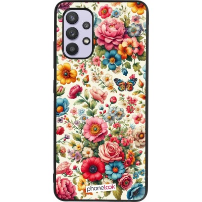 Coque Samsung Galaxy A32 - Silicone rigide noir Spring 25 printemps fleuri