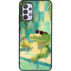 Samsung Galaxy A32 Case Hülle - Silikon schwarz Crocodile in the swimming pool Summer 2026