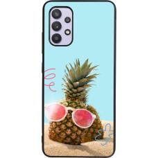 Coque Samsung Galaxy A32 - Silicone rigide noir Pineapple with glasses Summer 2026