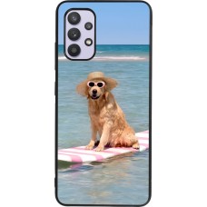 Samsung Galaxy A32 Case Hülle - Silikon schwarz Summer Dog on Paddle