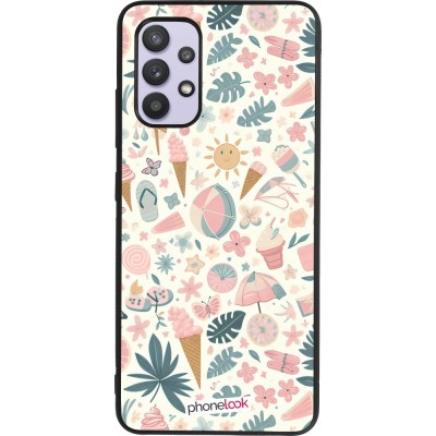 Samsung Galaxy A32 Case Hülle - Silikon schwarz Sommer Pink Muster
