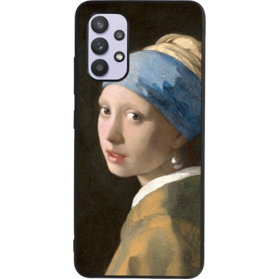 Samsung Galaxy A32 Case Hülle - Silikon schwarz Kunstbild - Das Mädchen mit dem Perlenohrring - Jan Vermeer