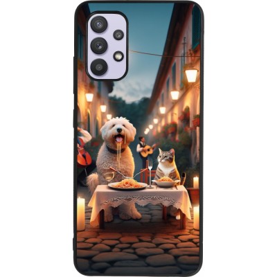 Coque Samsung Galaxy A32 - Silicone rigide noir Valentine 2024 Dog & Cat Candlelight