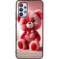 Coque Samsung Galaxy A32 - Silicone rigide noir Valentine 2024 Ourson rose