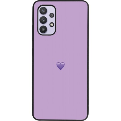 Coque Samsung Galaxy A32 - Silicone rigide noir Valentine 2023 purpule single heart