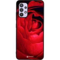 Coque Samsung Galaxy A32 - Silicone rigide noir Valentine 2022 Rose