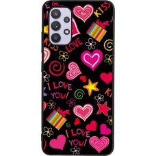 Coque Samsung Galaxy A32 - Silicone rigide noir Valentine 2023 love symbols