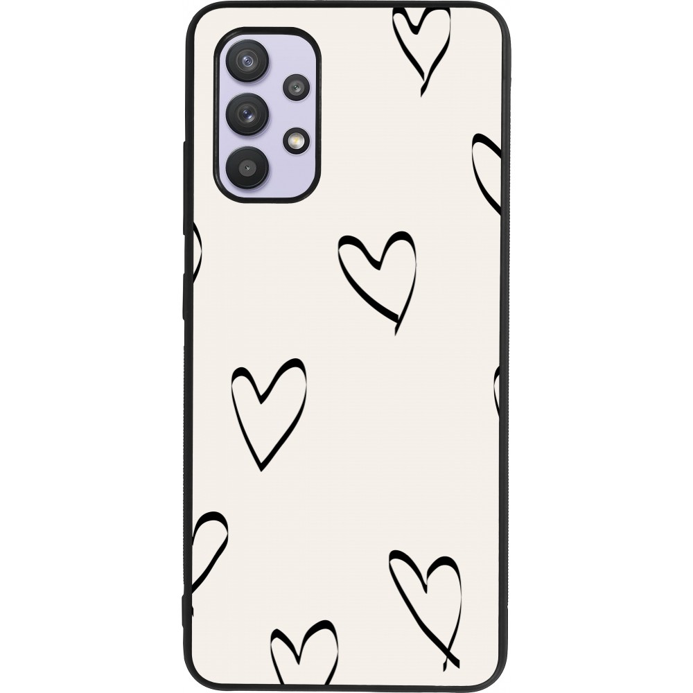 Coque Samsung Galaxy A32 - Silicone rigide noir Valentine 2023 minimalist hearts