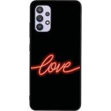 Samsung Galaxy A32 Case Hülle - Silikon schwarz Valentine 2023 neon love