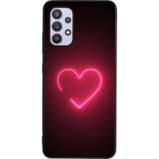 Samsung Galaxy A32 Case Hülle - Silikon schwarz Valentine 2023 single neon heart