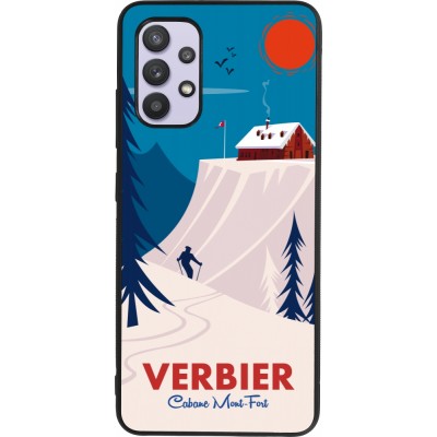Coque Samsung Galaxy A32 - Silicone rigide noir Verbier Cabane Mont-Fort