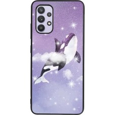 Samsung Galaxy A32 Case Hülle - Silikon schwarz Whale in sparking stars
