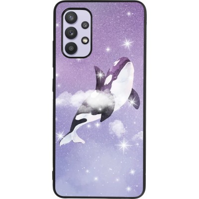 Coque Samsung Galaxy A32 - Silicone rigide noir Whale in sparking stars