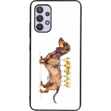 Coque Samsung Galaxy A32 - Silicone rigide noir Wine Teckel