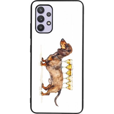 Coque Samsung Galaxy A32 - Silicone rigide noir Wine Teckel