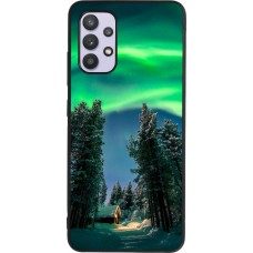 Coque Samsung Galaxy A32 - Silicone rigide noir Winter 22 Northern Lights