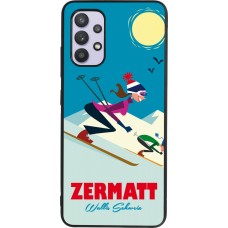 Coque Samsung Galaxy A32 - Silicone rigide noir Zermatt Ski Downhill