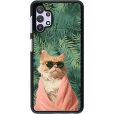 Samsung Galaxy A32 5G Case Hülle - Cat Summer Palms