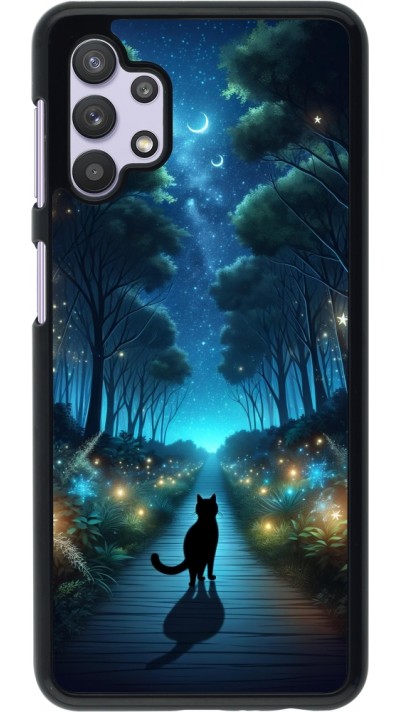 Coque Samsung Galaxy A32 5G - Chat noir promenade