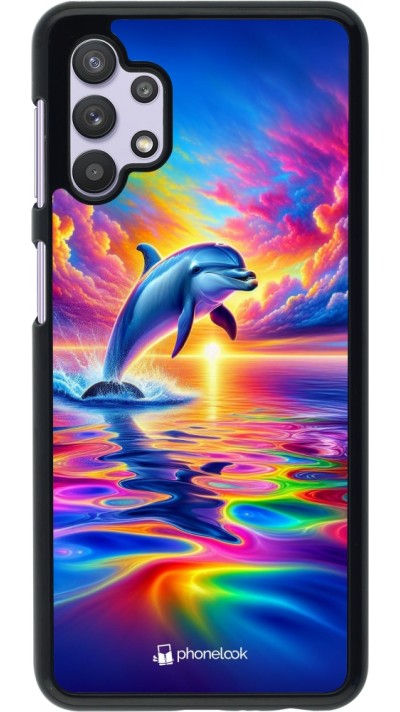 Samsung Galaxy A32 5G Case Hülle - Glücklicher Regenbogen-Delfin