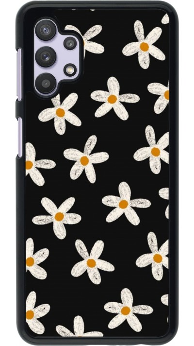 Samsung Galaxy A32 5G Case Hülle - Easter 2024 white on black flower