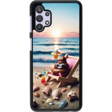 Samsung Galaxy A32 5G Case Hülle - Kackhaufen Emoji auf Liegestuhl