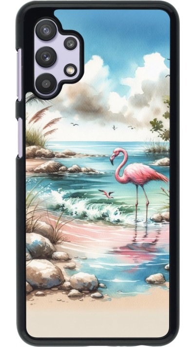 Coque Samsung Galaxy A32 5G - Flamant rose aquarelle