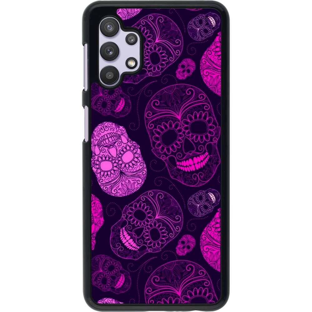 Samsung Galaxy A32 5G Case Hülle - Halloween 2023 pink skulls