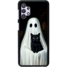 Samsung Galaxy A32 5G Case Hülle - Halloween 2025 Ghost with black cat