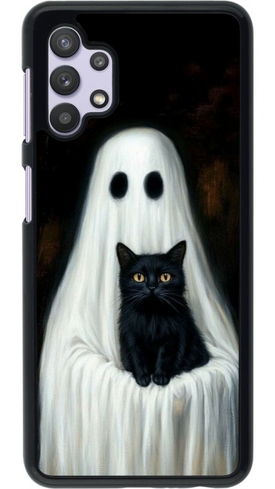 Samsung Galaxy A32 5G Case Hülle - Halloween 2025 Ghost with black cat Samsung Galaxy A32 5G Case Hülle - Halloween 2025 Ghost with black cat