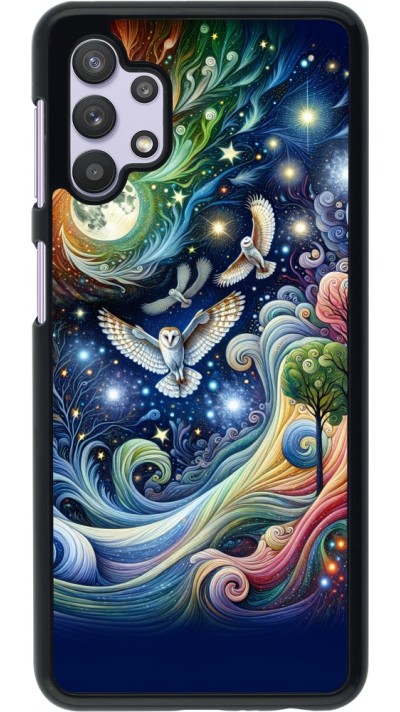Coque Samsung Galaxy A32 5G - hibou volant floral