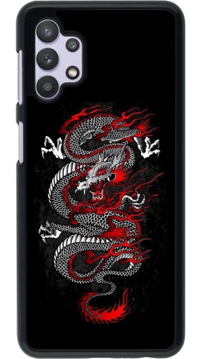 Coque Samsung Galaxy A32 5G - Japanese style Dragon Tattoo Red Black
