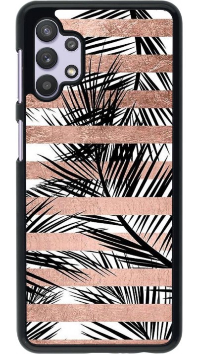 Coque Samsung Galaxy A32 5G - Palm trees gold stripes