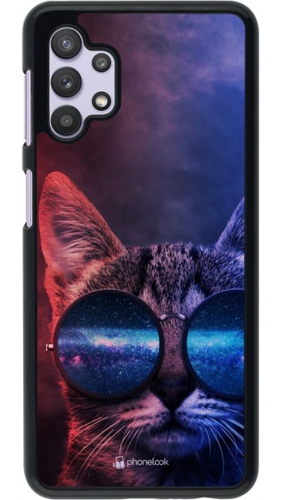 Coque Samsung Galaxy A32 5G - Red Blue Cat Glasses