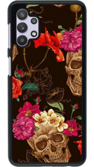 Coque Samsung Galaxy A32 5G - Skulls and flowers