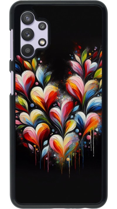 Coque Samsung Galaxy A32 5G - Valentine 2024 Coeur Noir Abstrait