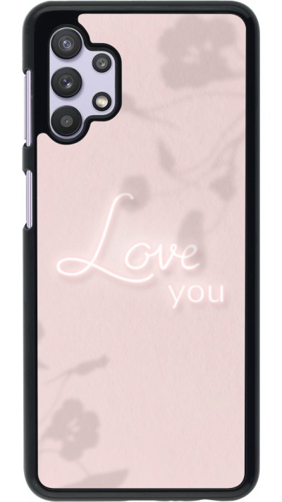 Coque Samsung Galaxy A32 5G - Valentine 2023 love you neon flowers shadows
