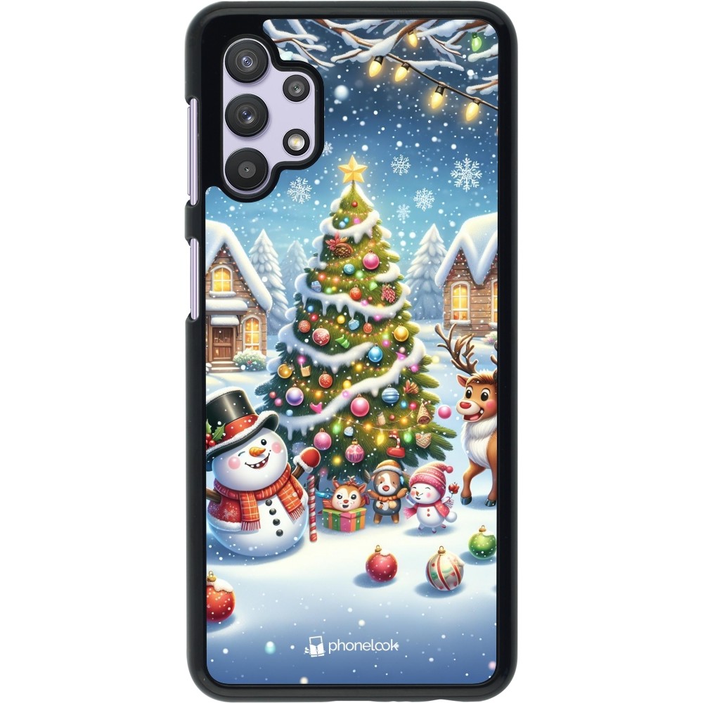 Samsung Galaxy A32 5G Case Hülle - Weihnachten 2023 Schneemann und Tannenbaum